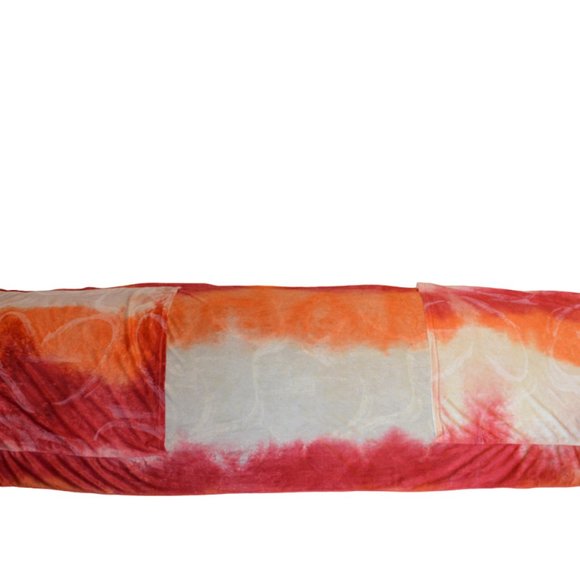 Shawl Scarf with Pouches Orange-Red-Yellow Wide White Prints Silky Wrap 70'x25' - Picture 11 of 13